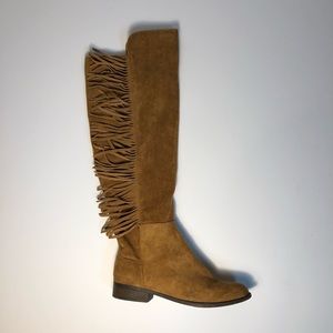 Knee High Suede Fringe Boots